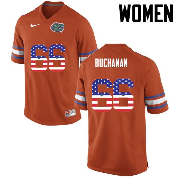 NCAA Florida Gators Nick Buchanan Women's #66 USA Flag Fashion Nike Orange Stitched Authentic College Football Jersey VGD8664EM